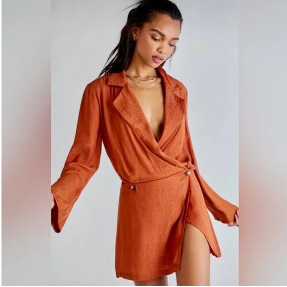 Free People Dresses & Skirts - Free People Rust Orange Wrap Mini Dress